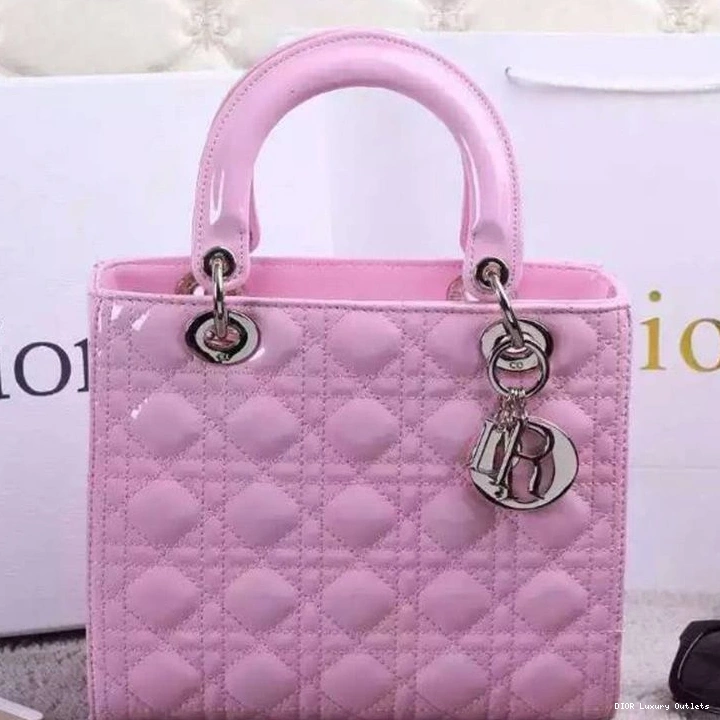 Cheap Calfskin Silver Medium Lady Dior Pink Patent Cannage Bag 0812 Luxury